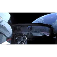 tesla in space dont panic 200