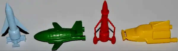 Models of Thunderbirds from cereal packets
