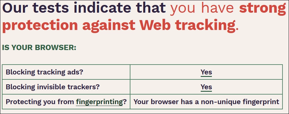 Fingerprint check using Tor - passed