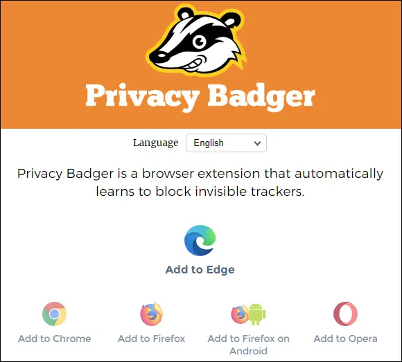 privacy badger for many browsers