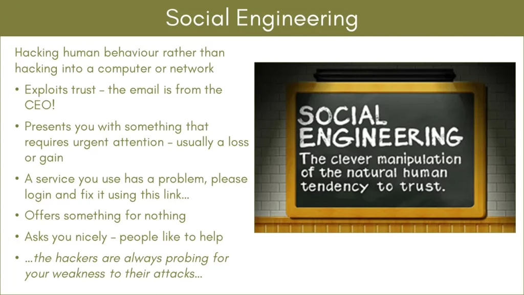 What is social engineering - a key tool in phishing.