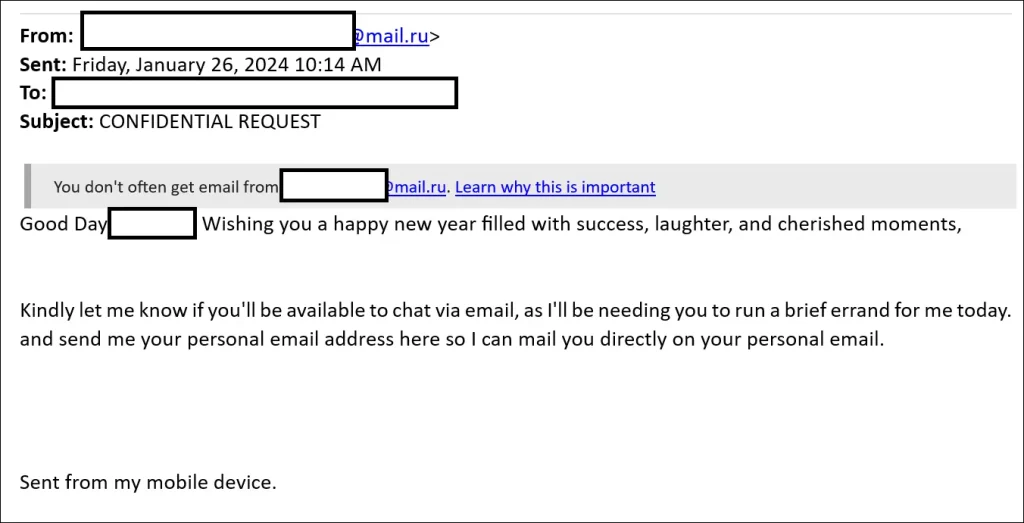 an example of a phishing email