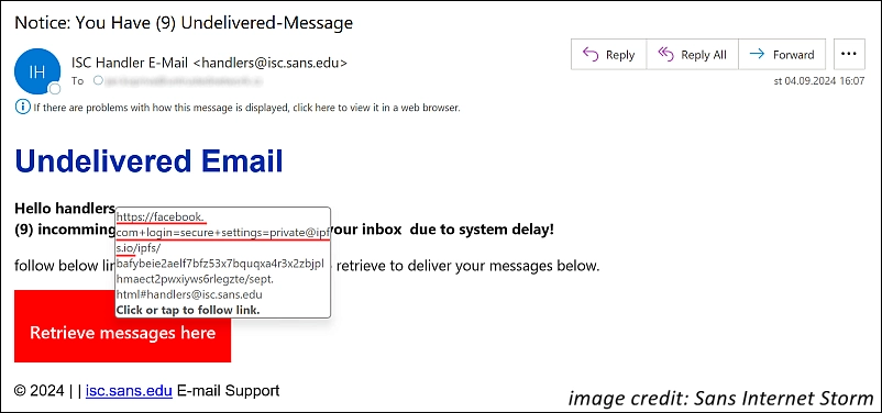 sans internet storm phishing email